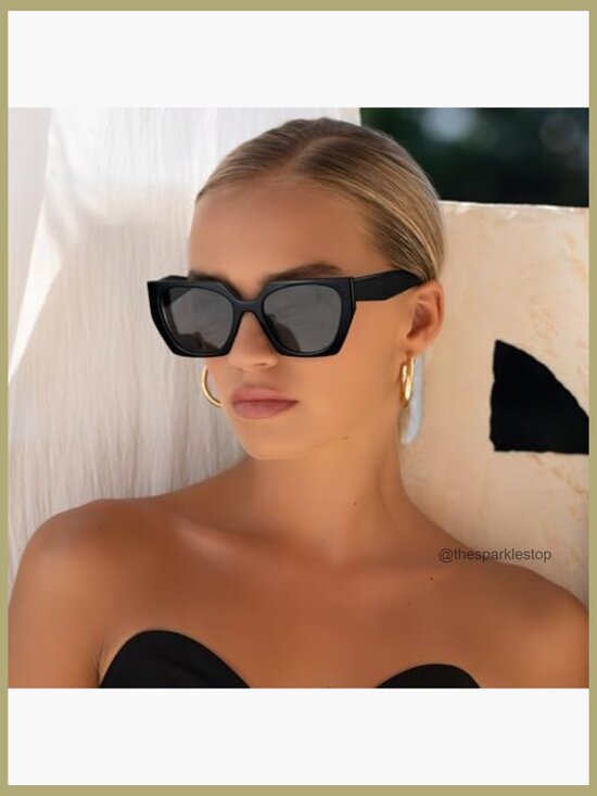 Polarized Square Cat Eye Sunglasses UV400 Protection Plastic Frame